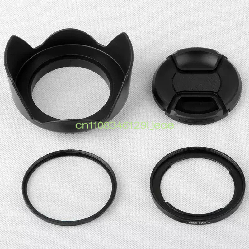 67mm UV Filter + Lens Adapter + Lens Cap + Lens Hood Kit For Canon SX30 SX40 SX50 SX60 SX70 IS