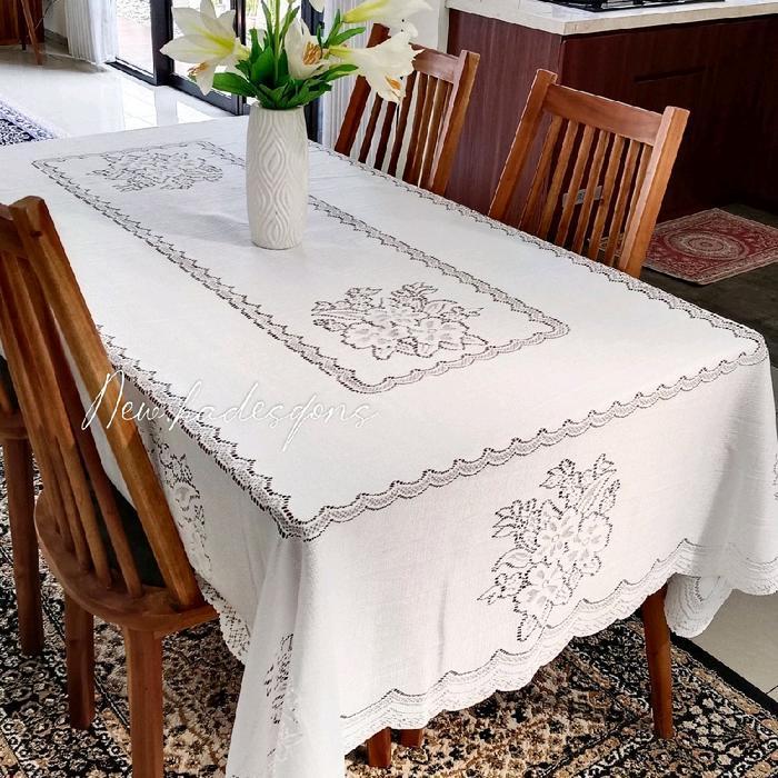 Taplak Meja Makan Putih . Perabot Rumah Aestetik Mewah Minimalis . Taplak Tamu Panjang Tablecloth