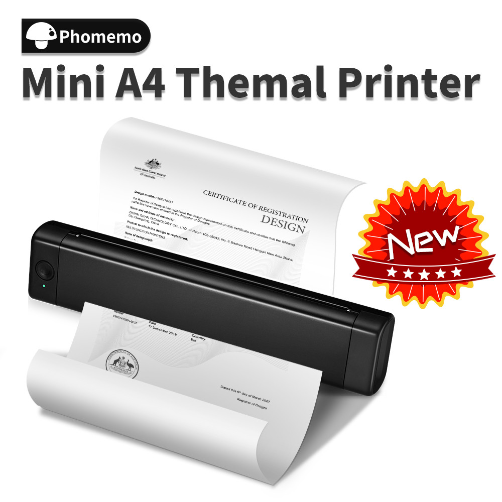Phomemo M08F A4 Portable Thermal Printer,Supports 8.26"x11.69" A4 Thermal Paper,Wireless Mobile