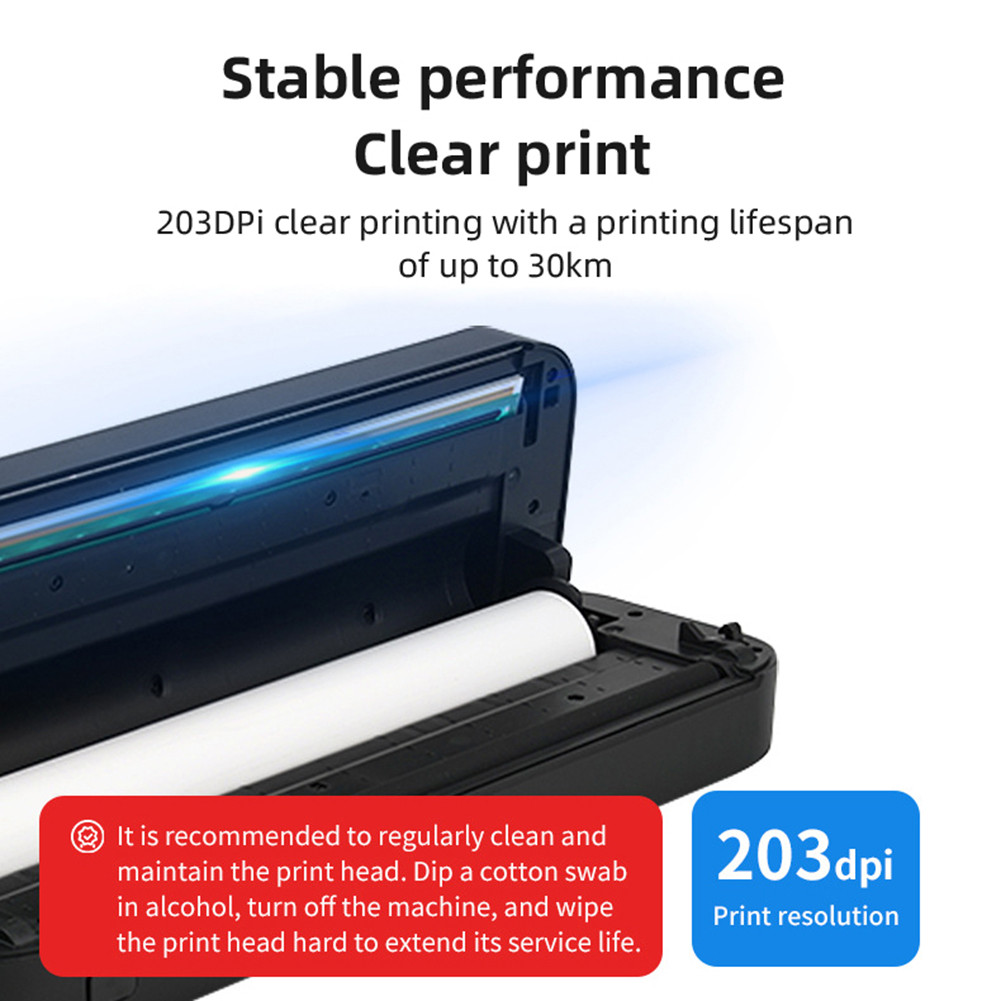 A4 Portable Thermal Printer Inkless Bluetooth-Compatible Thermal A4 Mobile Printer with Printing