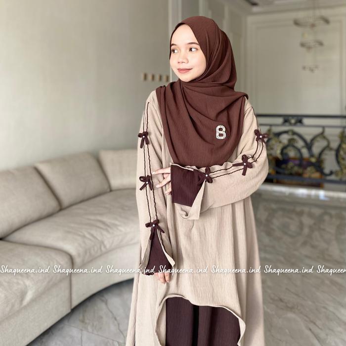 One Set Wanita Kekinian Tunic Atasan Dan Rok Malaya Syari Crinkle Coquette Set Rok Qinara Baju