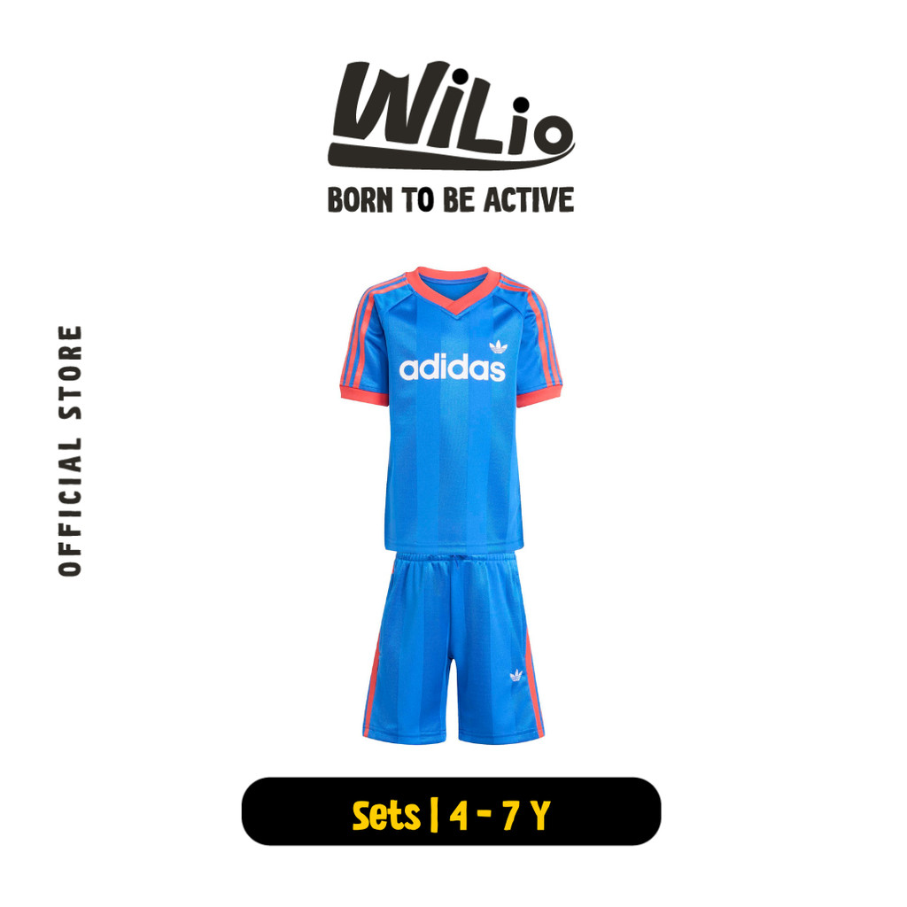 ADIDAS Jersey Short Tee Set KD3319 - Set Baju Anak (Biru)