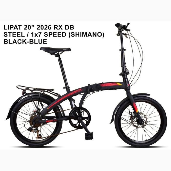 Sepeda Lipat Pacific Exotic 2026 RX-DB 20 Inci Cakram 7 Speed Murah - Merah