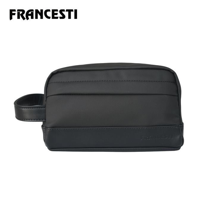 TERMURAH Francesti Clutch Bag Pria Kanvas 9510 Black Hitam Canvas READY STOCK