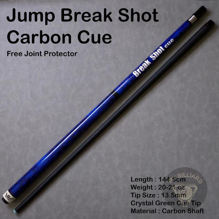 Readyyy Jump Break Shot Carbon Cue Blue Stick Billiard 13.5Mm - Stik Loncat Kibau Billiar Karbon