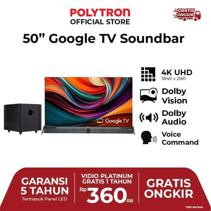 POLYTRON 4K UHD Smart Cinemax Soundbar  Google TV 50 Inch PLD 50BUG5058 - PLD 50BUG5058