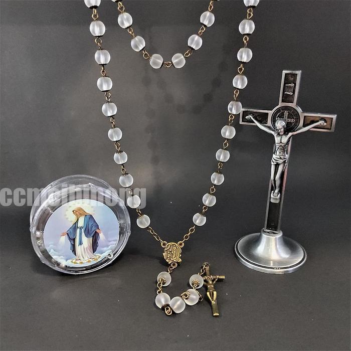 terbaru PAKET 2 ROSARIO Kristal kalung retro Eropa -+ 1 SALIB St. BENEDIKTUS