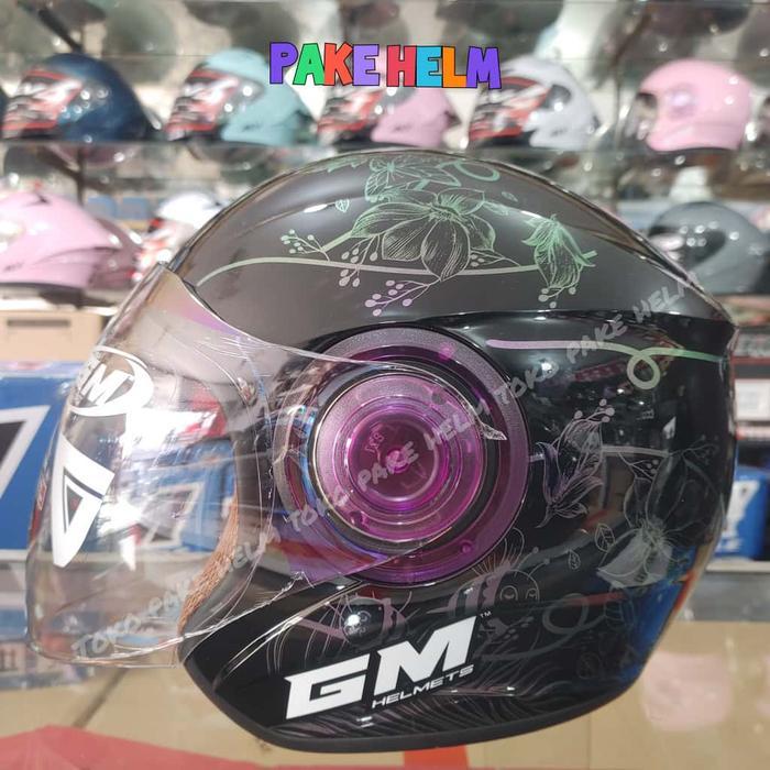 HELM HIJAB GM POP ANTI PUSING CEPOL WANITA ORIGINAL CRYSTAL BLACK PINK