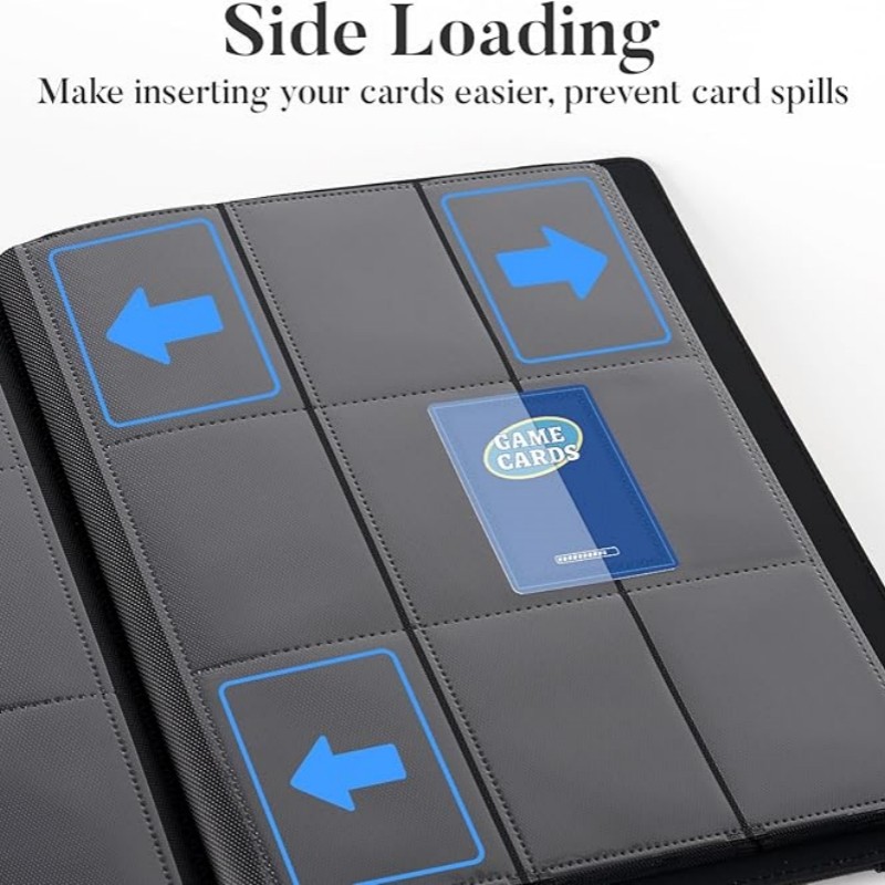 9 Pocket Card Binder, Premium Zip Trading Card Binder, 360 Double Sided Pocket PU Collection Binder,