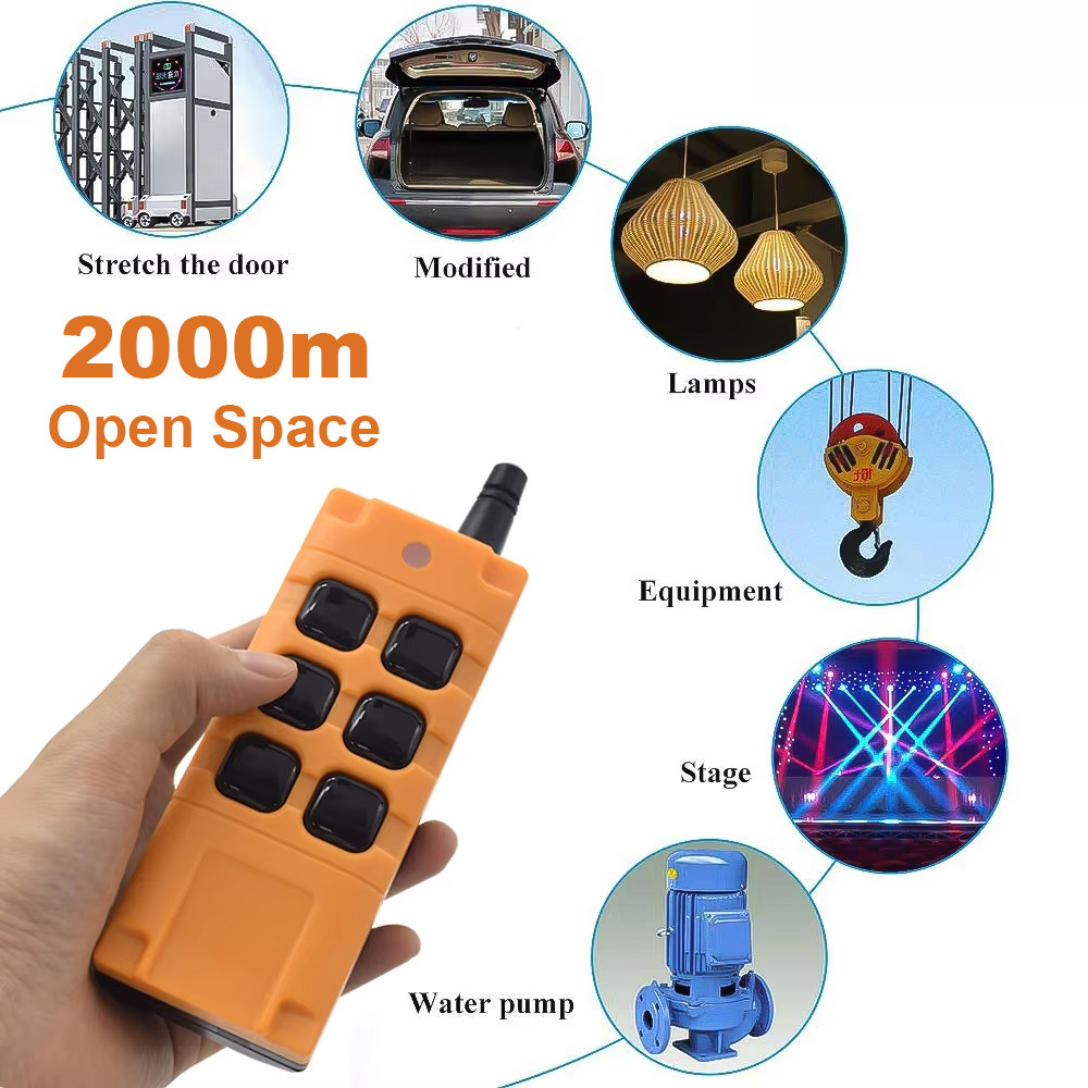 2000M High Power Waterproof & Drop-proof Industrial Wireless Remote Control 2/4/6 Button EV1527 Chip