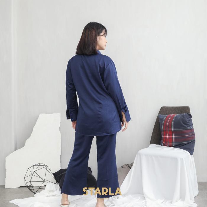Starla One Set Wanita Atasan Celana Panjang Piyama Baju Tidur Satin Kanaya