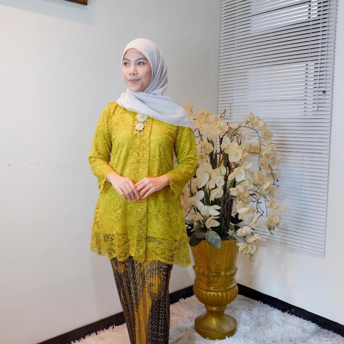 New Setelan Dan Atasan Kebaya Kartini Bahan Burkat Moderen Kebaya Jumbo Lamaran Wisuda Wanita Baju