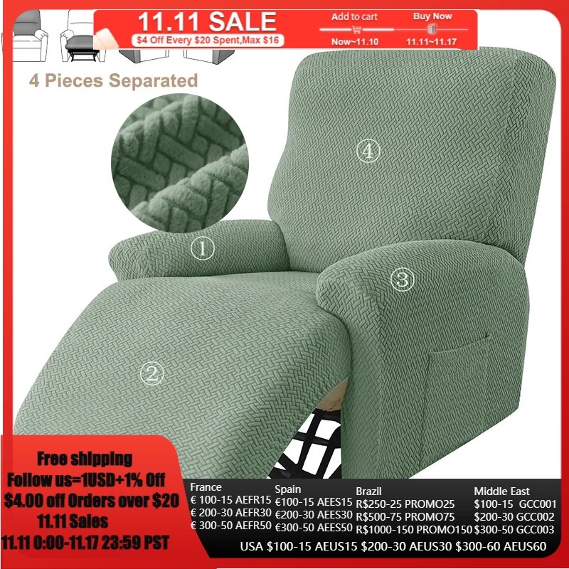 Split Jacquard Recliner Cover Elastic Lazy Boy Chair Sofa Covers Stretch Spandex Couch Slipcovers Ar