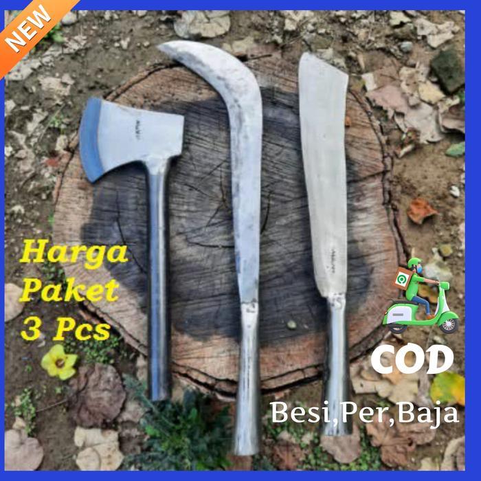 Golok Kapak Bendo 3 PCS - Alat Potong Pohon Kayu - Arit Bedog Semak