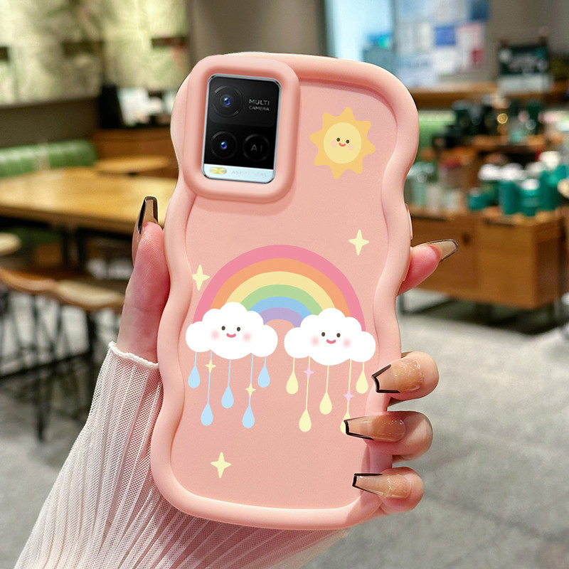 Casing HP Untuk VIVO Y21 Y21s Y21t Y21e Y21a Y33t Y33s Y21G Case Awan pelangi Kasing silikon Cesing 
