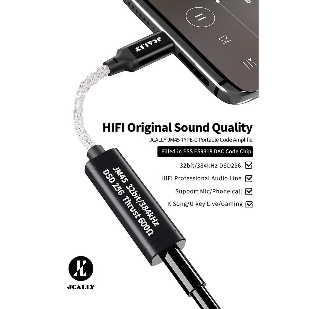 JCALLY JM45 HiRes Audio Portable Amplifier DAC USB Type C to 3,5mm