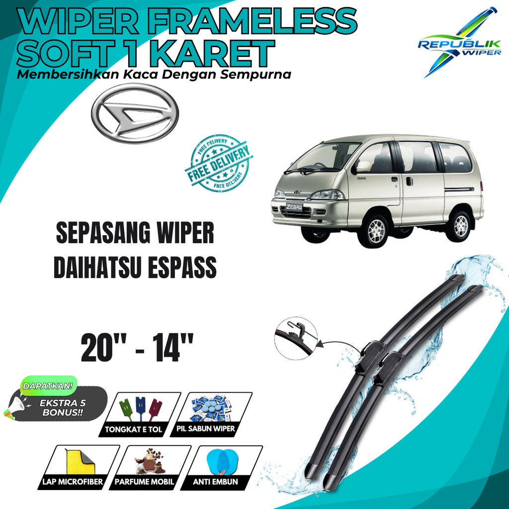 Wiper Daihatsu Espass Frameless Kaca Depan Mobil Free 5 Bonus