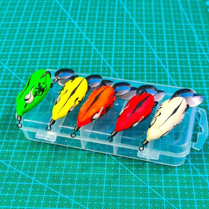 5 Pcs Soft Frog Double Blade Gratis Box Lure Tbk