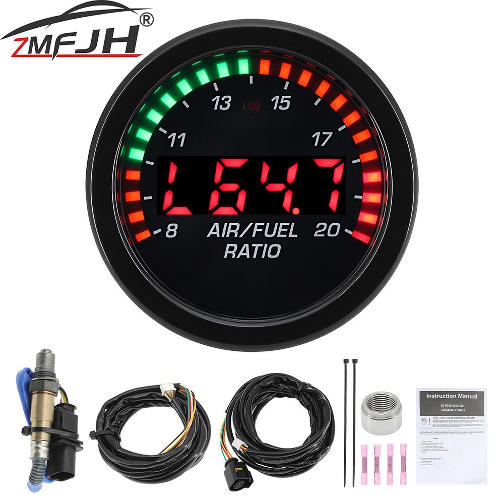 Baru 52mm Digital Auto Car Air Fuel Ratio Gauge Kit With Oxygen Sensor O2 Air Fuel Ratio Meter Wideb