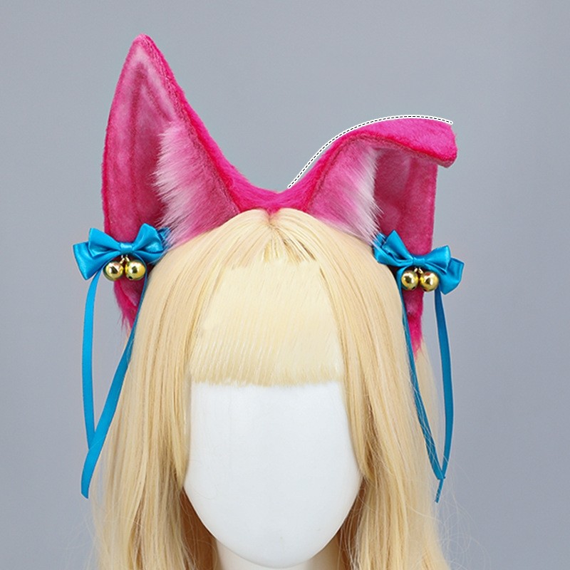 Hot Handmade Lol Ahri Ear Headwear Cosplay Spirit Blossom Tailed Fox Headband Cos Accessories
