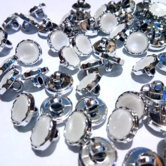 400 pcs Kancing Baju Mutiara Silver Gold / kancing jamur mutiara 11mm