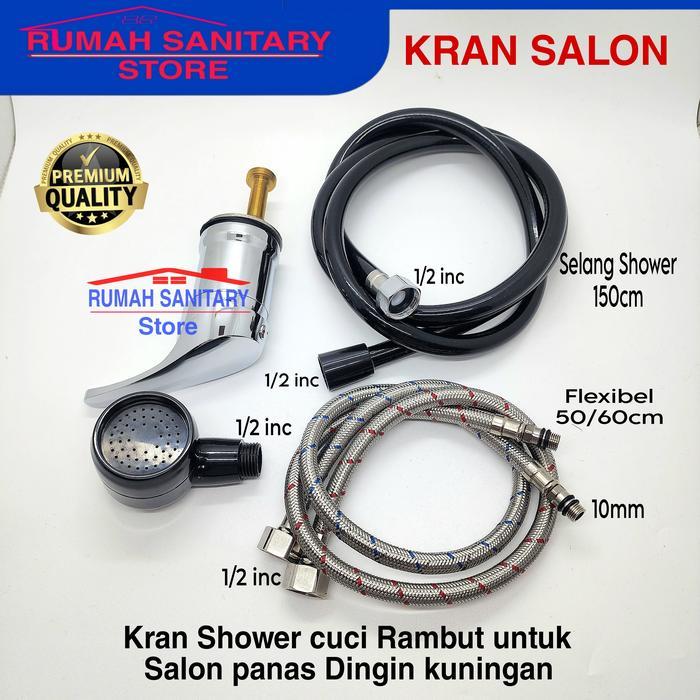 Kran SALON kran shower Cuci Rambut Spa Kepala shower salon Panas Dingin Kuningan