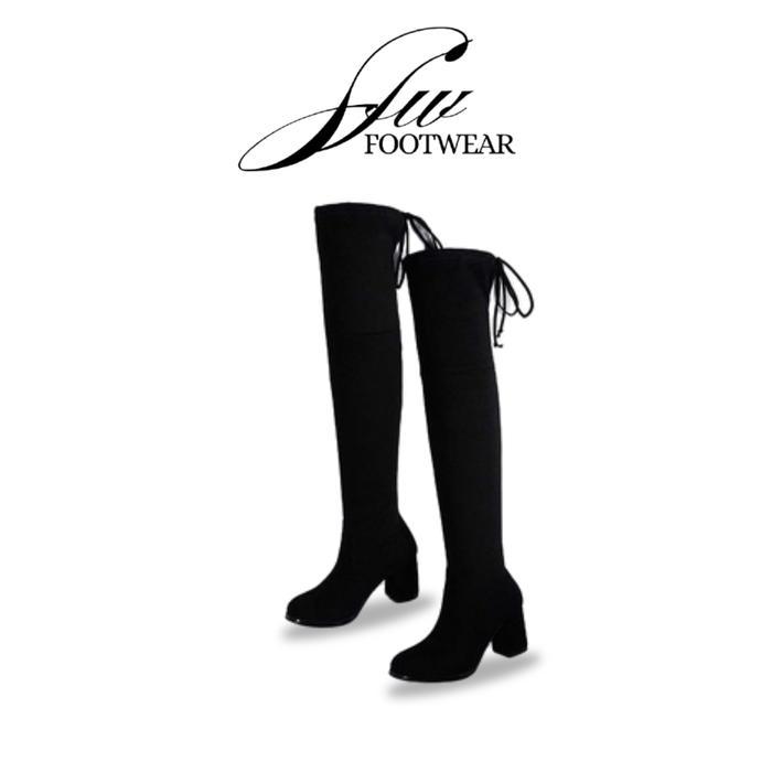 PVN Project Sepatu Boots Panjang Flat wanita Fashion shoes 263 SFW warna hitam tapak karet