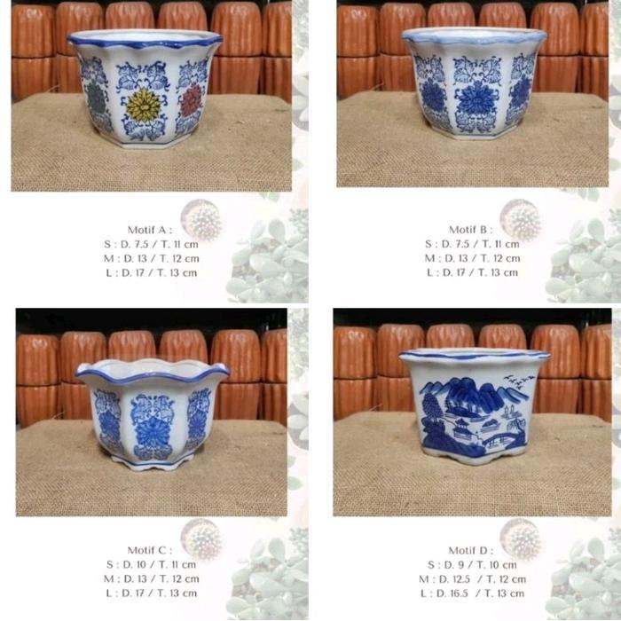 Pot Keramik Cantik Satuan / Pot Keramik Import / Pot Keramik Motif Bunga