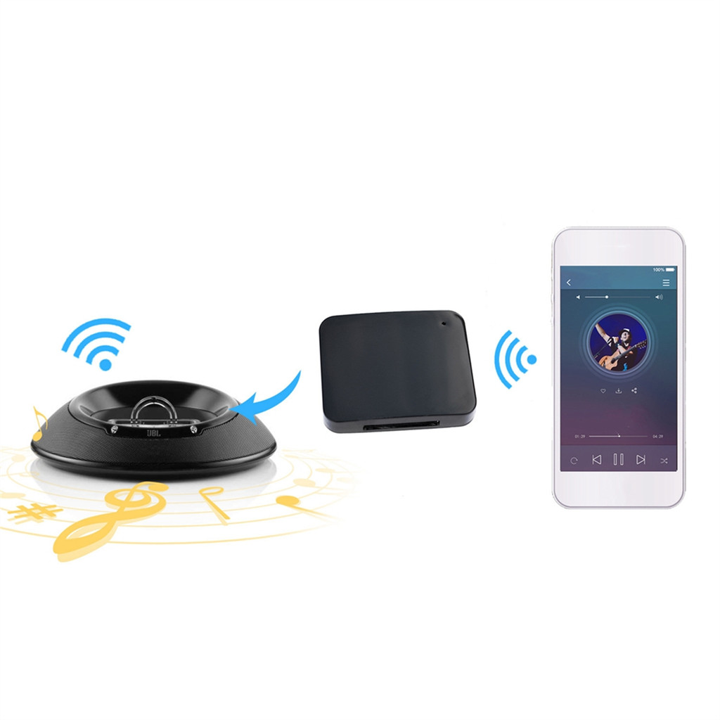 A003 Bluetooth 5.0 Music Mini 30Pin Receiver Wireless Stereo Audio 30 Pin Adapter for Sounddock II