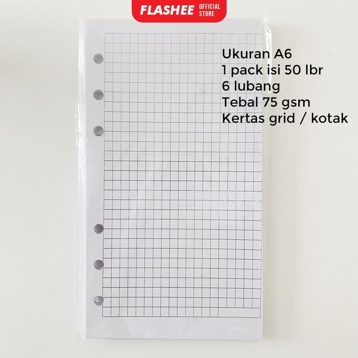 "New" Flashee Loose Leaf A6 Isi Kertas Binder Kertas File A6 6 Ring B5 Bergaris Polos Grid Kotak Dot