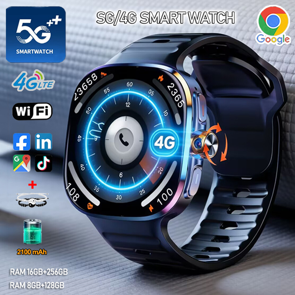 5G/4G Full Network Smart Watch 2.40 inch AMOLED Screen 16GB+256GB RAM Watch HD Camera GPS WIFI
