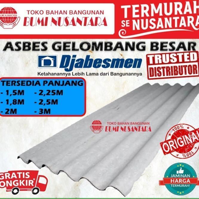 Asbes Gelombang Besar 300cm Djabesmen Asli 3m Djabesment 6 Gelombang