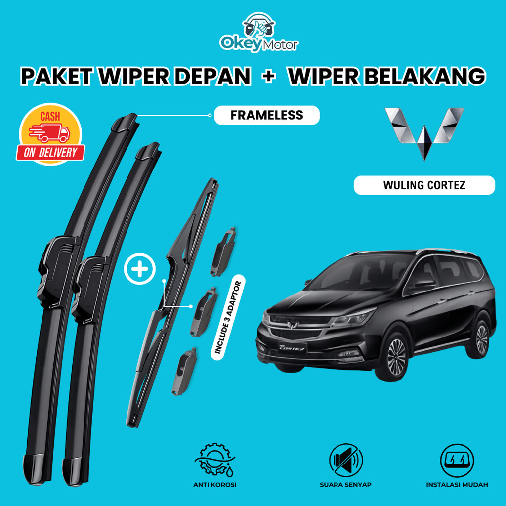 OKEY Wiper Wuling Cortez Frameless Depan Belakang