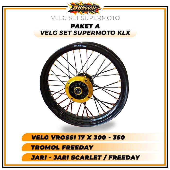 Paket Velg Set Supermoto Full Scarlet V Rossi VRossy Champ Expedition Motor CRF KLX WR 155 Whellset