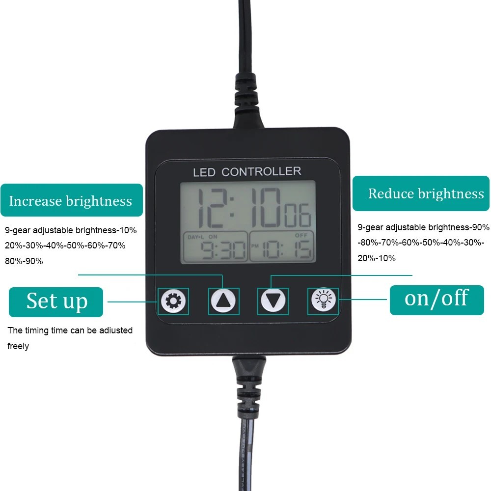 Aquarium Dimming System Fish Tank LED Light Timer Dimmer Controller Full Spectrum Lighting