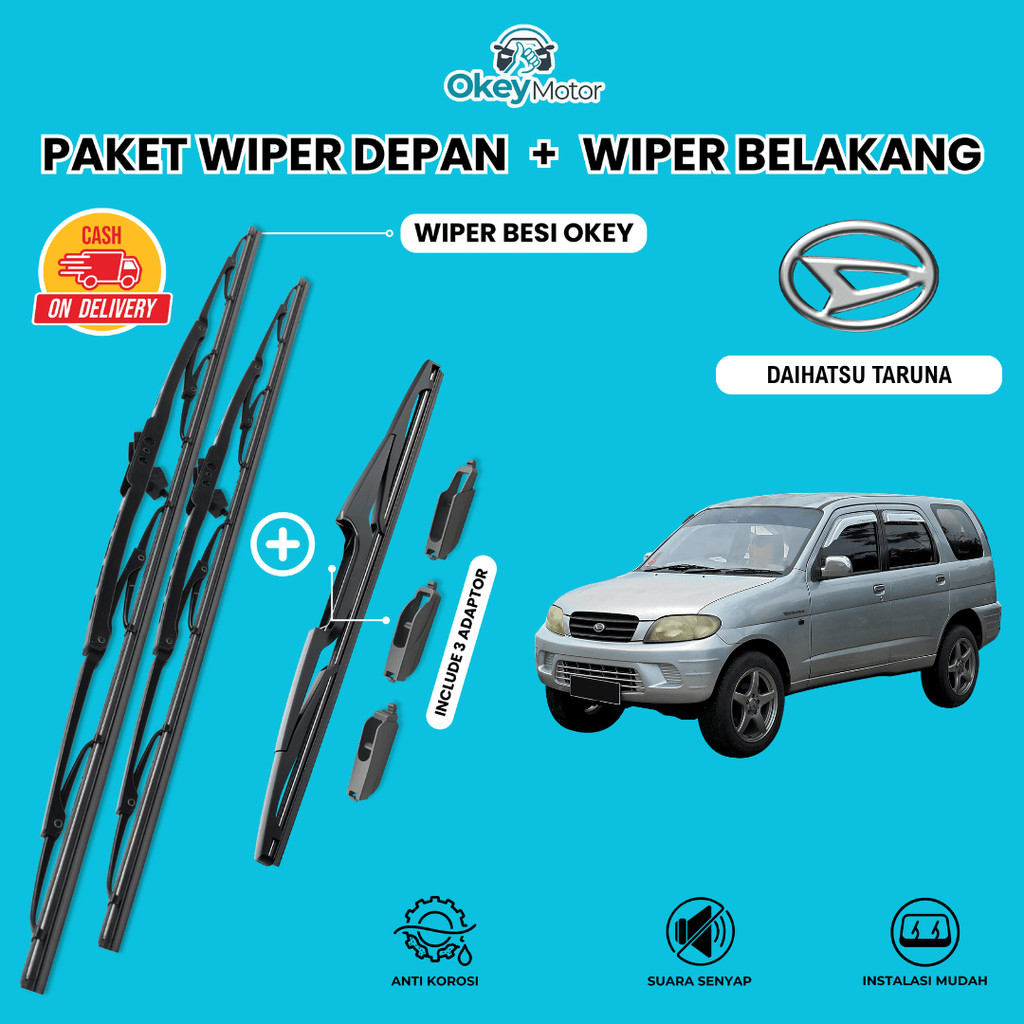 Wiper Daihatsu Taruna Konvensional Kaca Mobil Paket 1 Set Depan Belakang