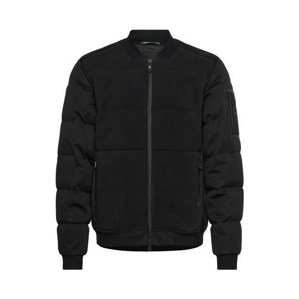 OW_Hole19 Down Bomber Jacket with Full Zipper Black