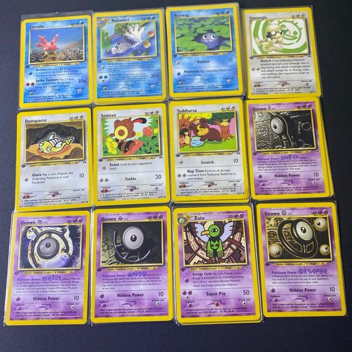 Kartu Pokemon TCG EN WOTC Neo Discovery Corsola - Poliwhirl - Poliwag - Smeargle - Dunsparce -