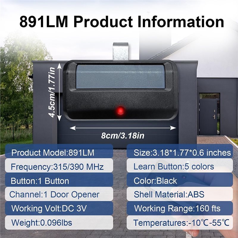 24-Hour Delivery Replacement Remote Control For Liftmaster Garage Door Opener- Works 891LM 893LM