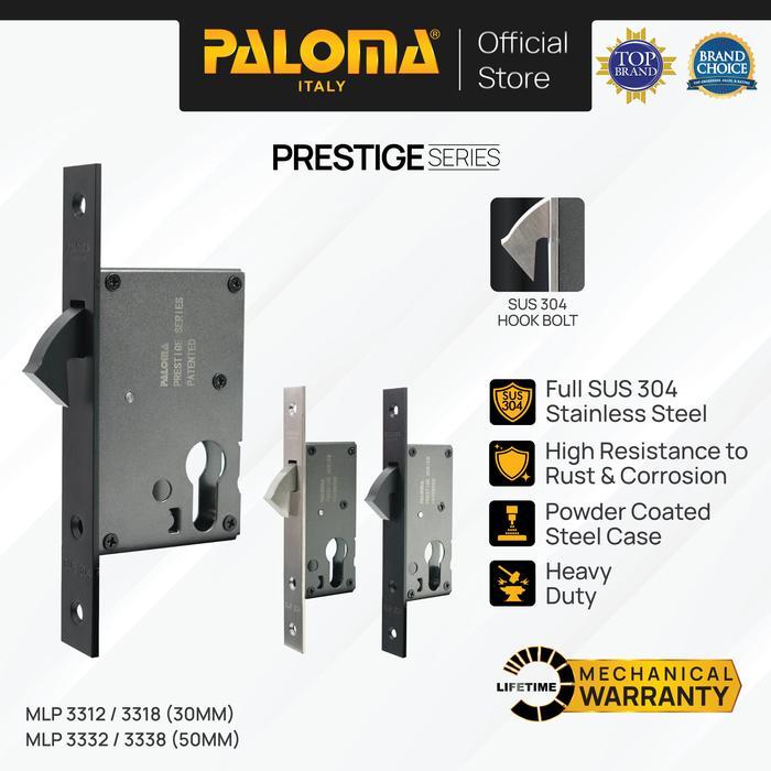 PALOMA MLP Mortise Lock Kunci Pintu Lockcase Badan Body Kunci Geser Sliding Stainless Steel SUS 304
