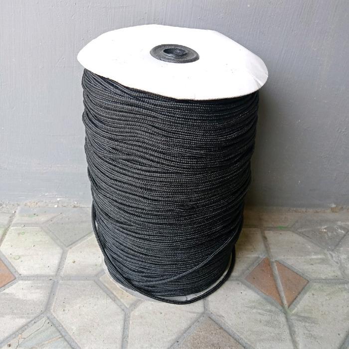 [5 Meter] Tali Prusik Hitam Polos Bahan Gelang Aksesoris