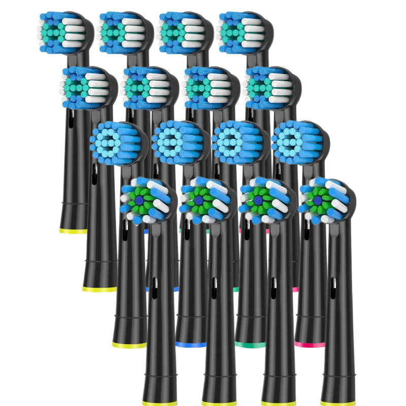 16 Black Replacement Brush Heads For Oral B Electric Toothbrushes Heads for Oral b Braun Pro 1000 20