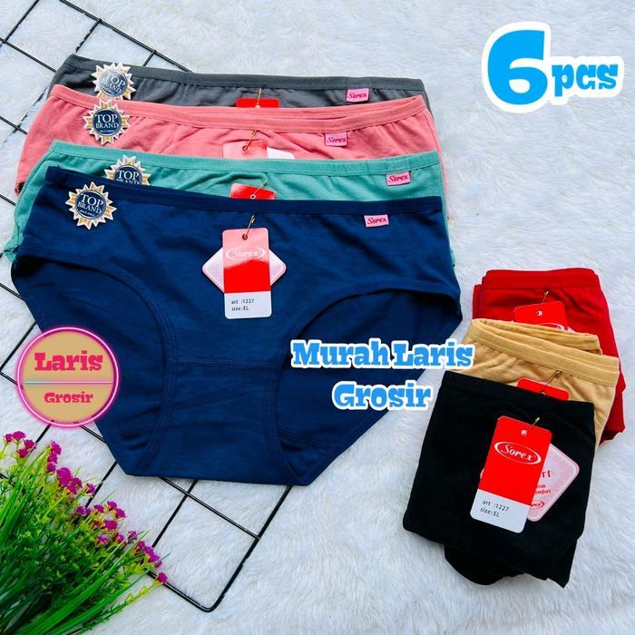 Cd Wanita Sorex 1227 Bahan Katun Celana Dalam Cewek Sorek Mini Model Pinggang Isi 6 Pcs