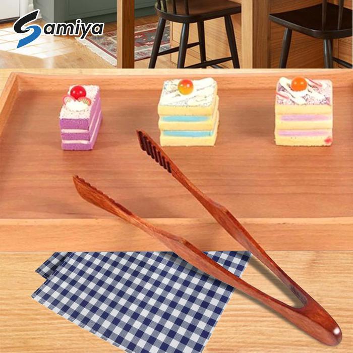 Capitan Makanan Kayu / Wooden Food Tong Clip Bbq Meat Bread Dessert Terpercaya