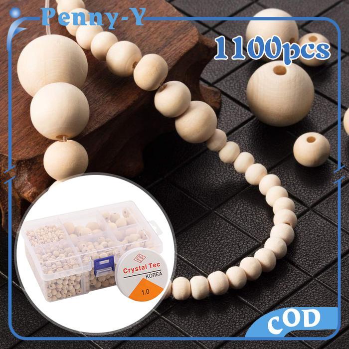 Terlaris 1set Bola Kayu Manik Kayu Natural Manik Manik Kayu Manik Kayu Bulat SALE