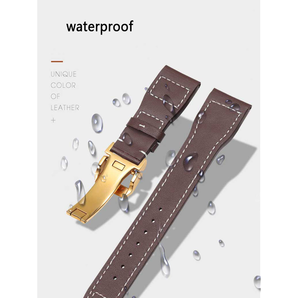 Genuine Leather Watchband for IWC Big Pilot Mark 18 Portuguese Schaffhausen Willow Nail Strap 20mm