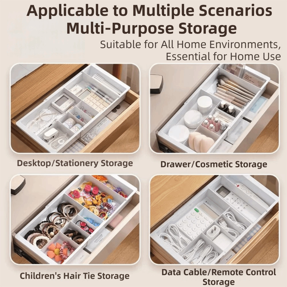 Plastic Telescopic Drawer Storage Container Stackable Durable Drawer Divider Organizer Adjustable