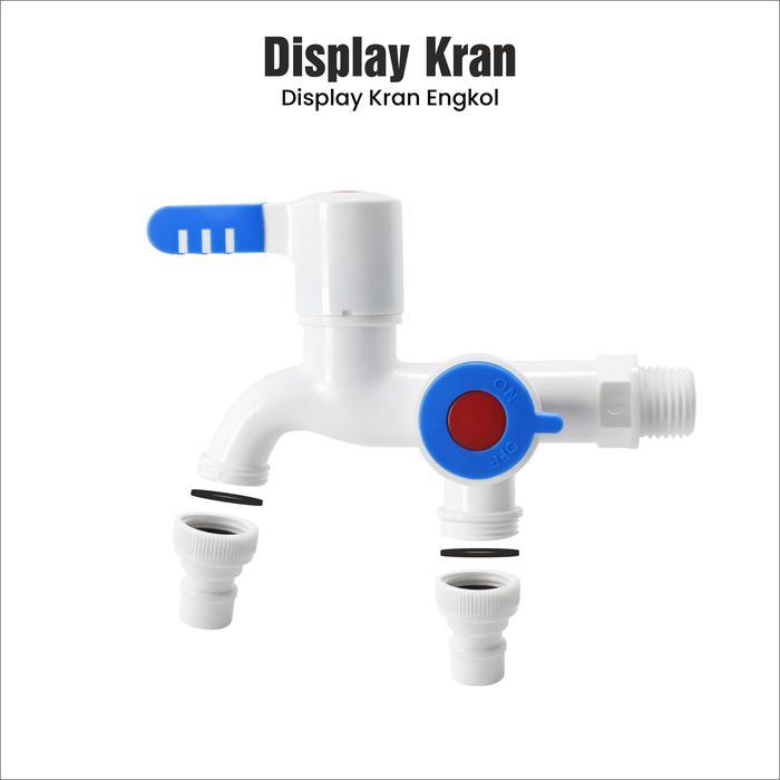 Kran Cabang Shower Kran Air Keran Ganda Bahan Plastik Terdapat Saringan Dan Kunci Plastik