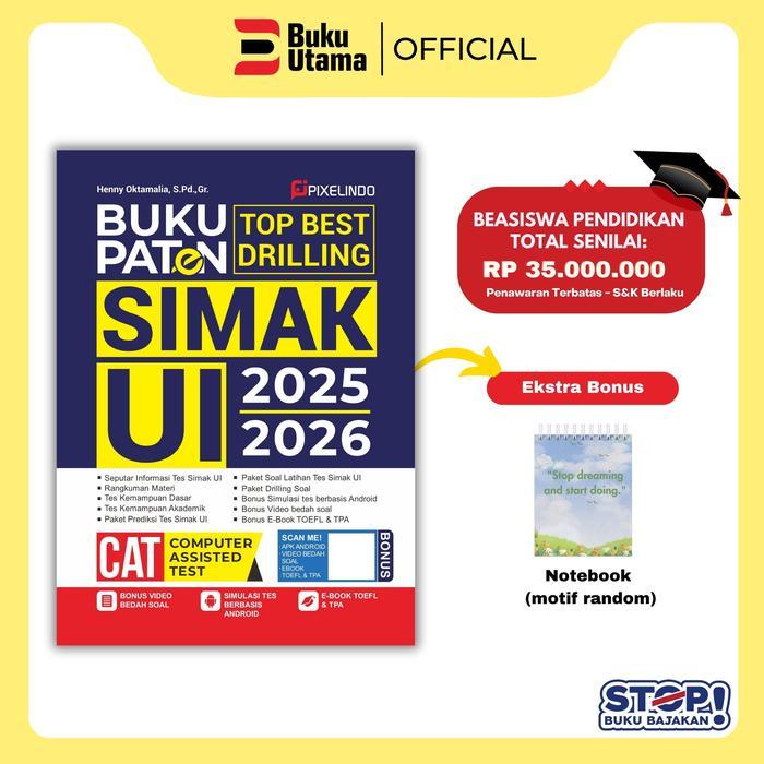 BUKU PATEN UJIAN MANDIRI (SIMAK UI, UNDIP, ITB) 2025/2026 - Buku Tes Seleksi Masuk Mandiri UI,