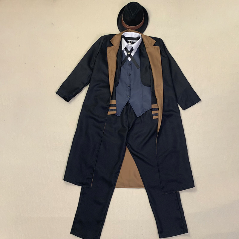 Nakahara Chuuya Cosplay Costume Include Hat Uniform Trench Coat Pants Big Size Outfits Halloween